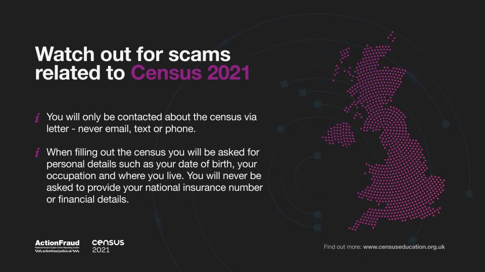 ActionFraud issued a warning that you will never be asked to share your national insurance number of financial details in the census