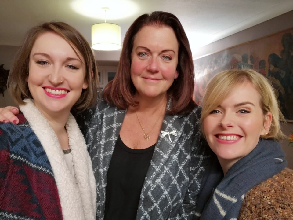 Bryony with daughters Bronwen, 31, and Megan, 27