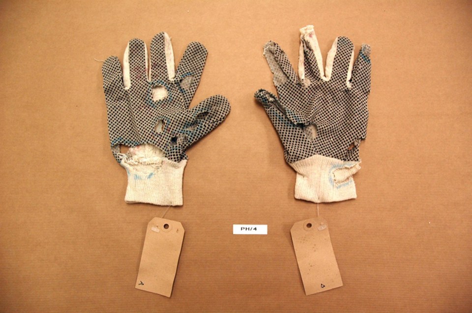 Gloves seized from Steve Wright's Mondeo after his arrest