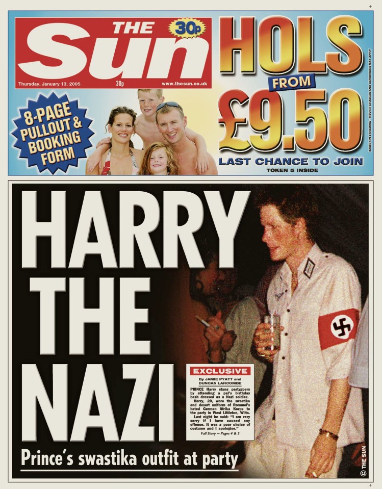 Harry was pictured wearing a Nazi costume at a party in 2005