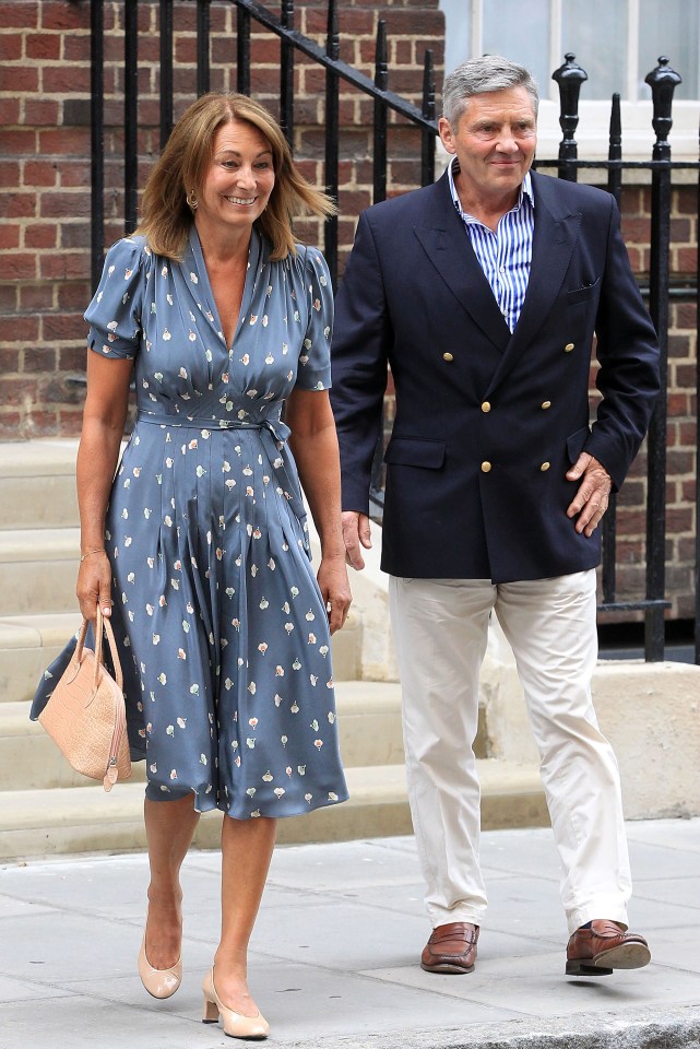 Carole and Michael Middleton leave St Mary's Hospital after the Duke and Duchess of Cambridge welcomed Prince George in 2013