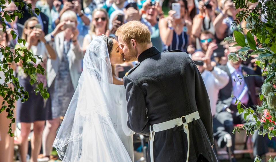 Harry and Meghan kiss on their wedding day