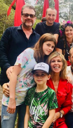 Kate with Derek and their children in the I'm A Celebrity jungle