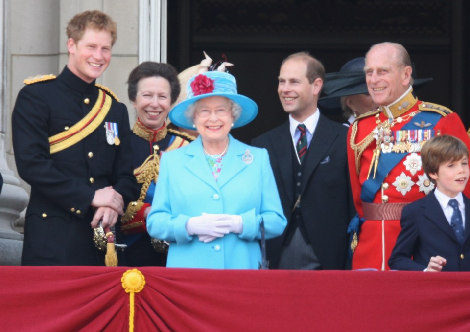 Prince Philip seen with a number of his family members including his children Prince Edward and Princess Anne