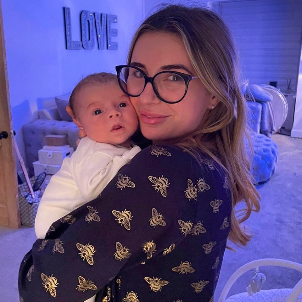 The Love Island star welcomed baby Santiago in January