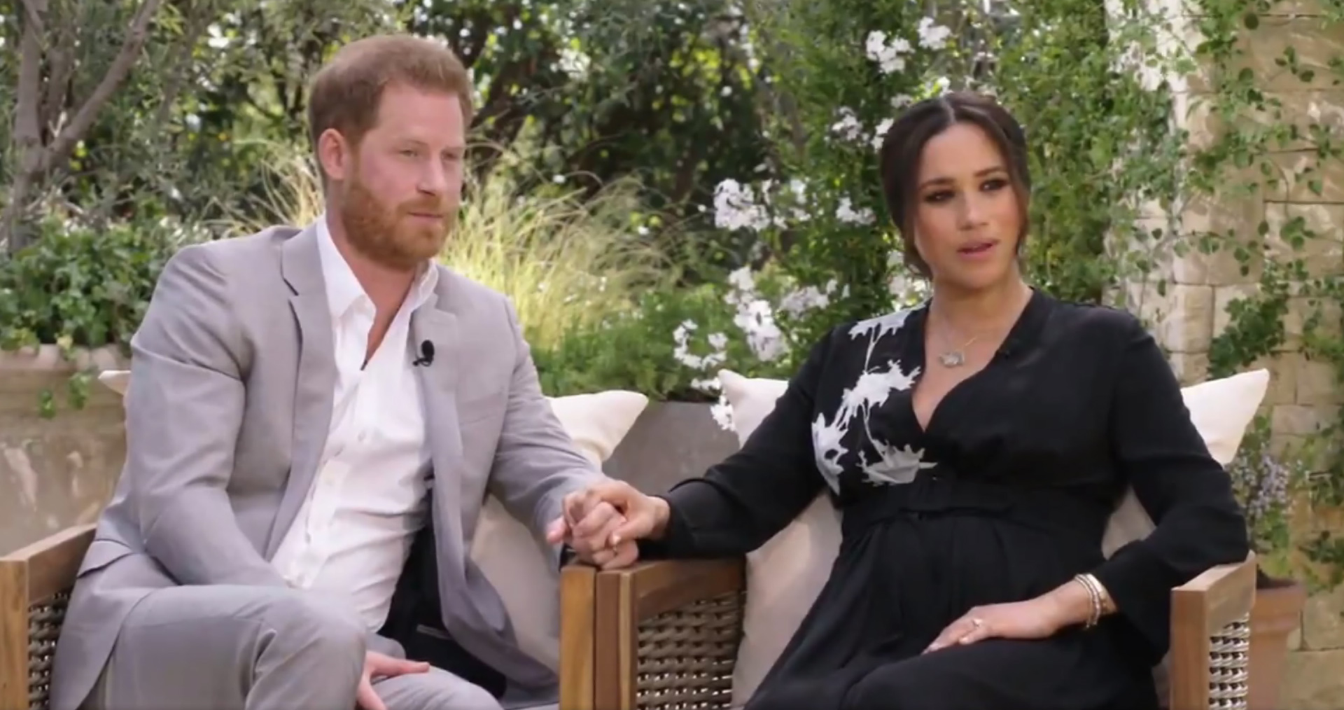 A dramatic sneak preview of the CBS interview with Prince Harry and Meghan Markle was released in the early hours of this morning