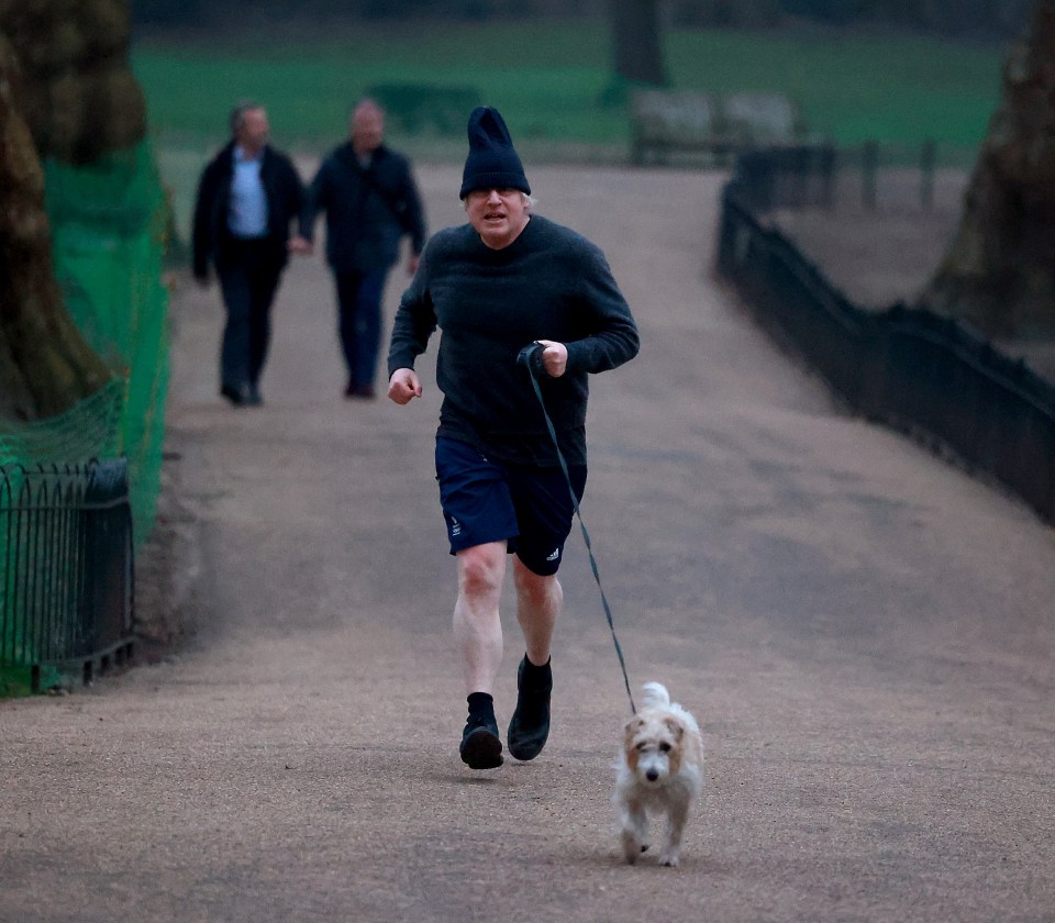 The Prime Minister pounded the pathways in a London park