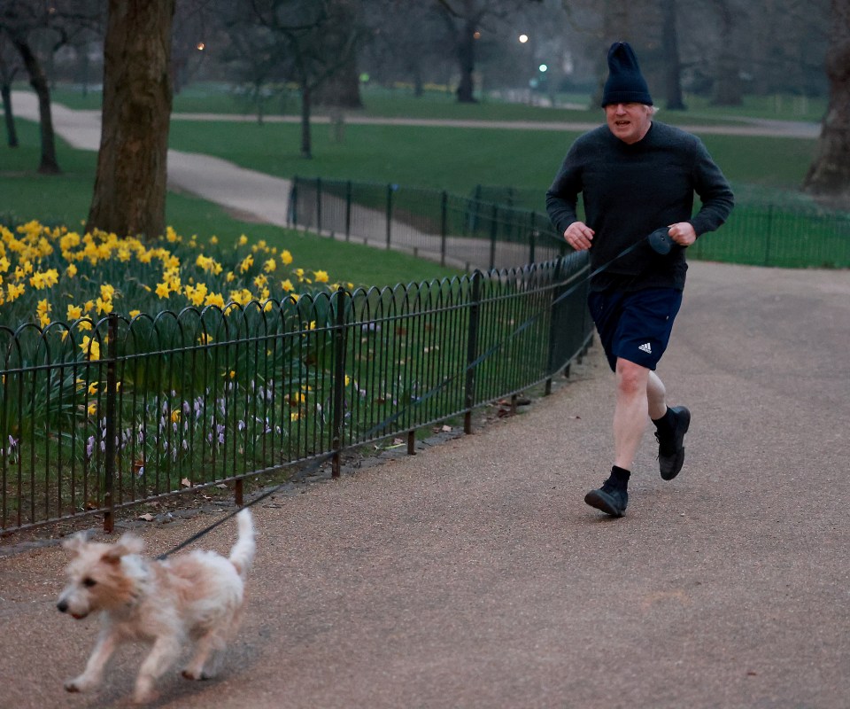 Boris Johnson headed out for a run with No10 dog Dilyn