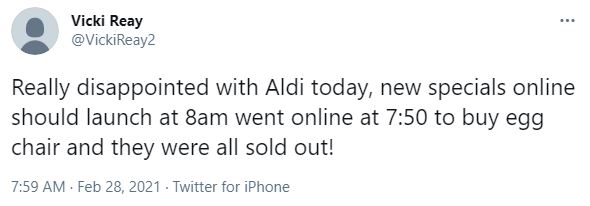 Angry shoppers took to Twitter to blast Aldi over launching the egg chair early