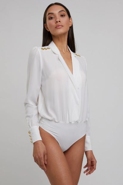 The white bodysuit has a thong base which 'ensures a flawlessly smooth fit every time', according to the website