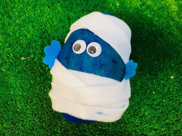 If you've got blue paint all you need is some loo roll to create Mr Bump from the Mr Men series