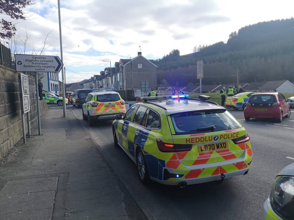 Police said they were dealing with a 'major incident' in Ynyswen, south Wales