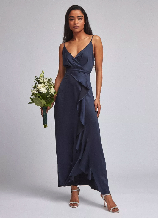 This stunning navy satin maxi dress was £79 and it's now just £10