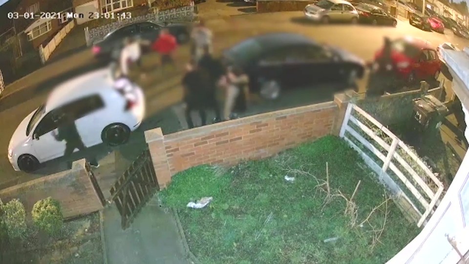 CCTV footage shows a group of men coming out of the property and beating the two brothers