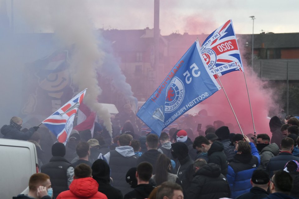 There were thousands of fans spread around Ibrox, with some wearing masks