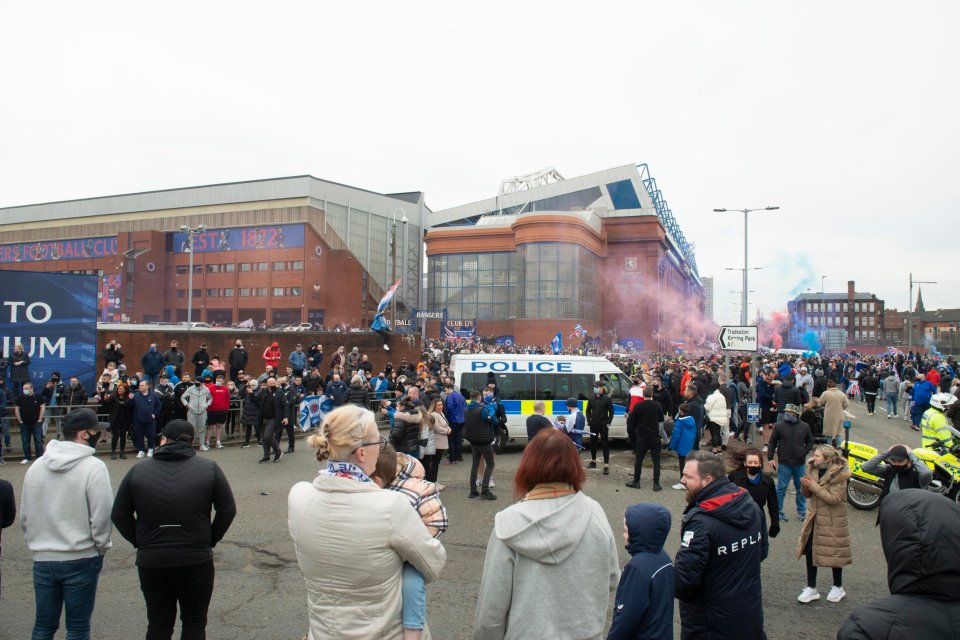 Supporters were waiting for Steven Gerrard and the team bus to arrive