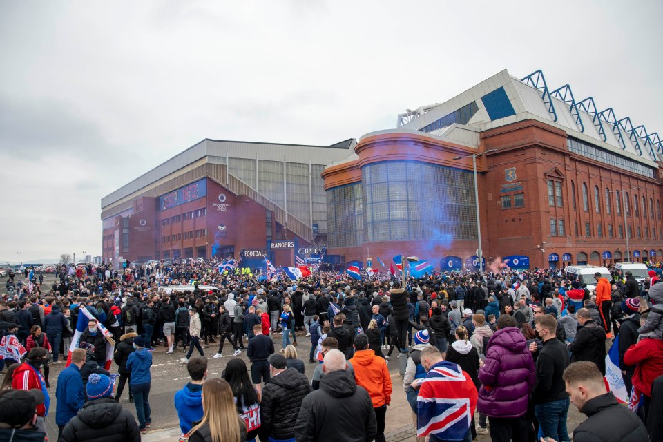 Thousands of supporters were outside Rangers' stadium on Saturday