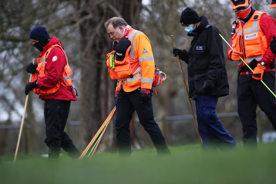 Police were seen searching the common for Sarah yesterday