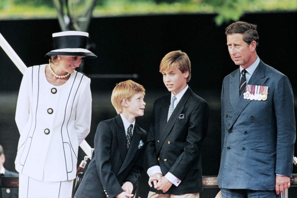 Princess Diana and Prince Charles and their children Princes Harry and William in 1995