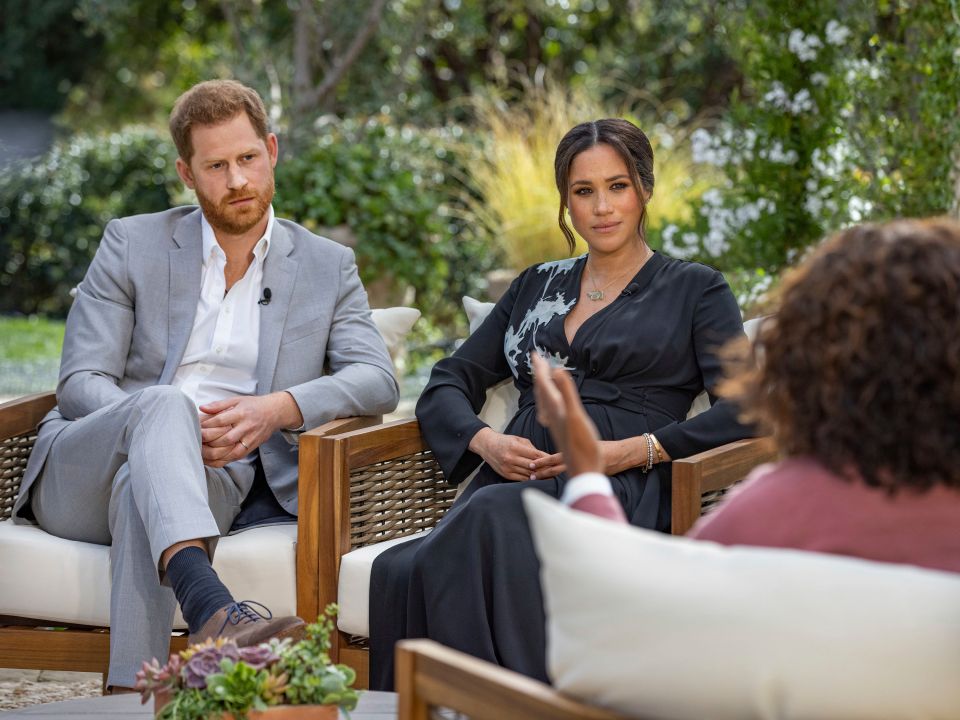 Prince Harry and Meghan Markle during their tell-all to Oprah Winfrey