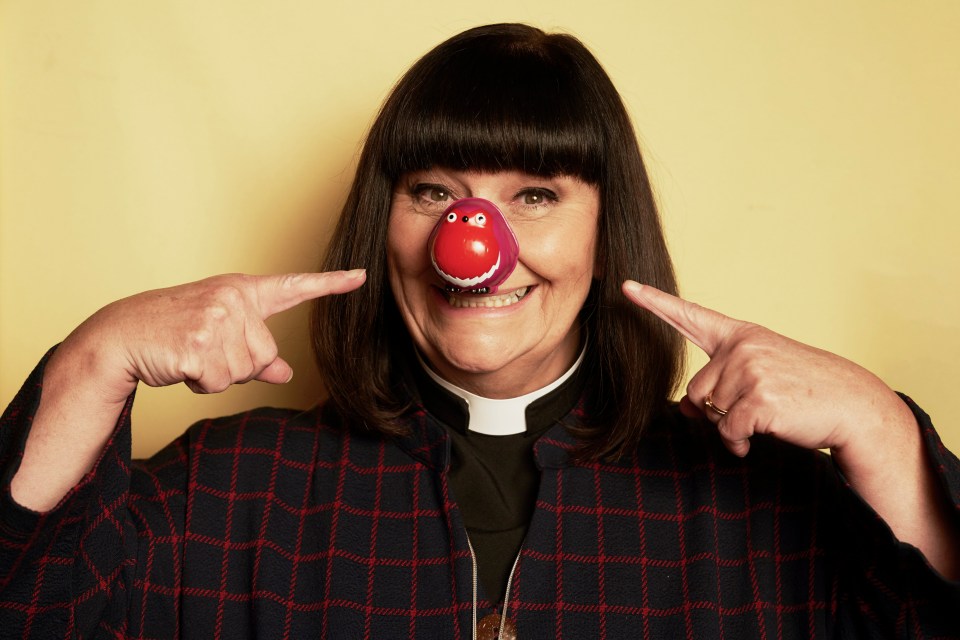 Dawn French aka the Vicar of Dibley dons a shiny Red Nose for Comic Relief 2021