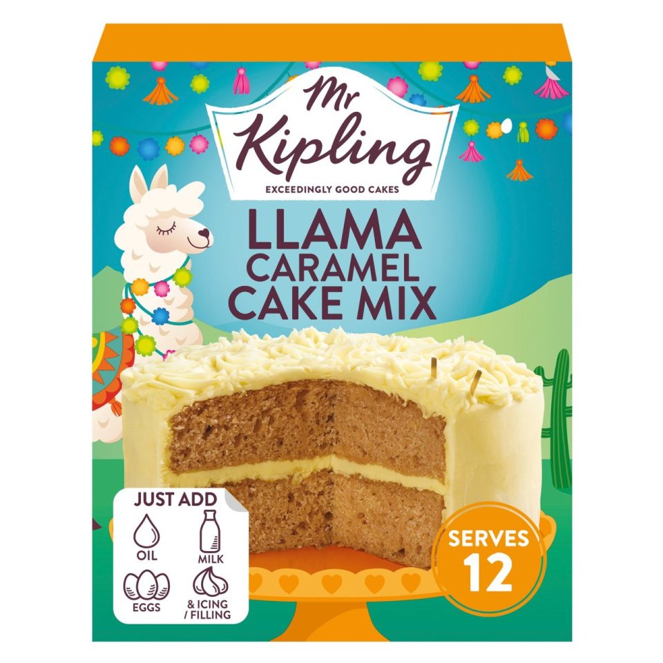 Mr Kipling Llama caramel-flavour cake mix is £2 at Asda and Morrisons