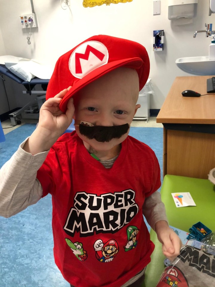 Brave Ollie dressed up as video game character Mario