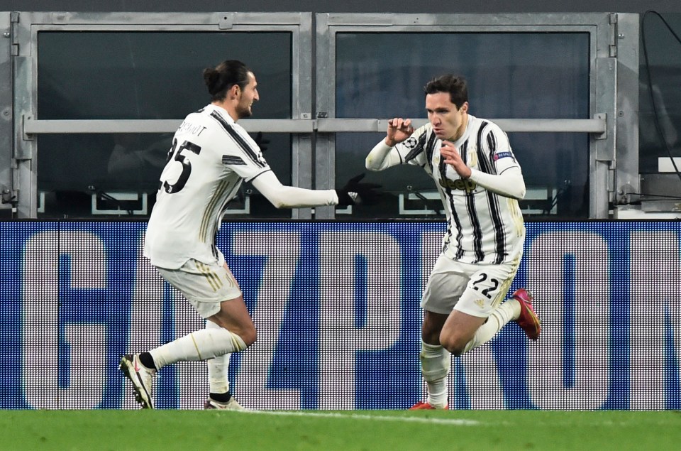 Chiesa scored two quickfire goals in the second half to draw Juventus level on aggregate