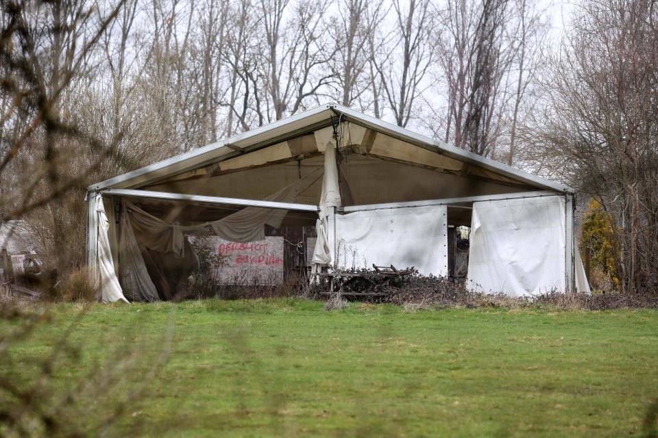 Officers with specialist dogs descended on woods and derelict buildings 30 miles away at a former golf course and paintballing centre at Great Chart, near Ashford, Kent