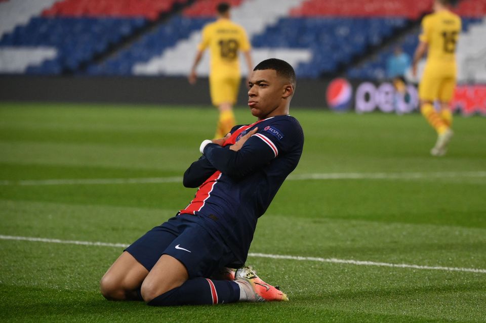 Mbappe celebrated in trademark manner after his thunderbolt