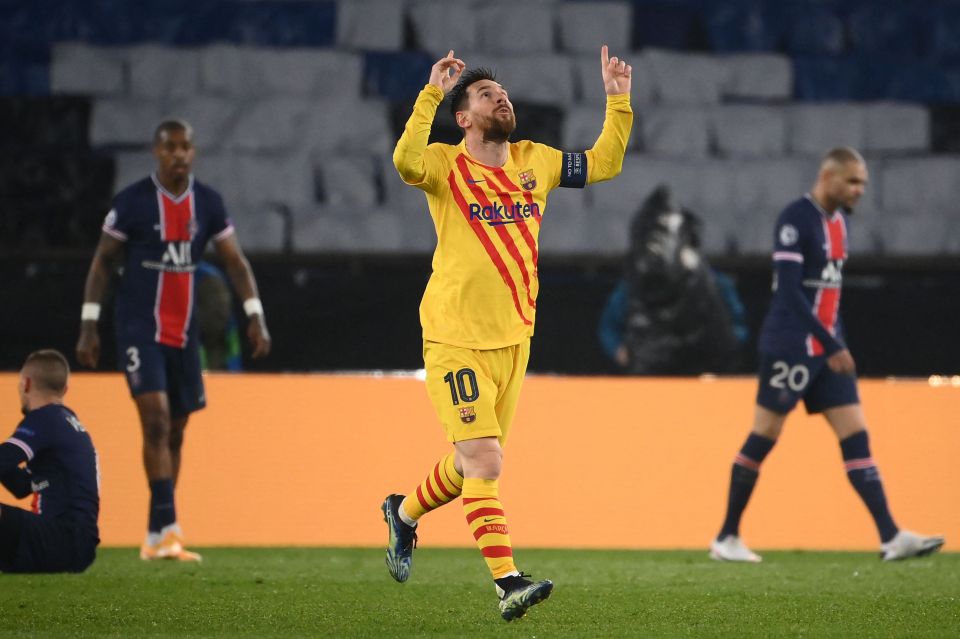 Messi celebrated after scoring the equaliser to give Barcelona a small boost