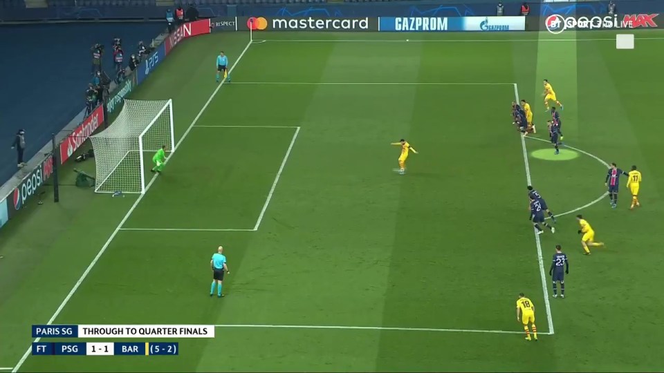 Replays showed Marco Verratti was clearly inside the D when Lionel Messi took his penalty