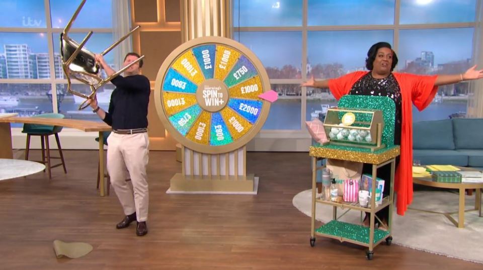 This Morning host Dermot O'Leary thew a chair across the studio in a frustrating Spin To Win segment