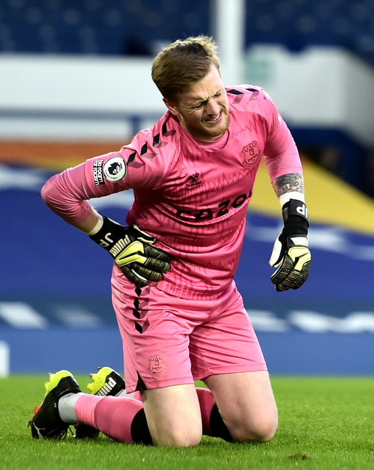 Jordan Pickford will go for scans on Monday after picking up a rib injury