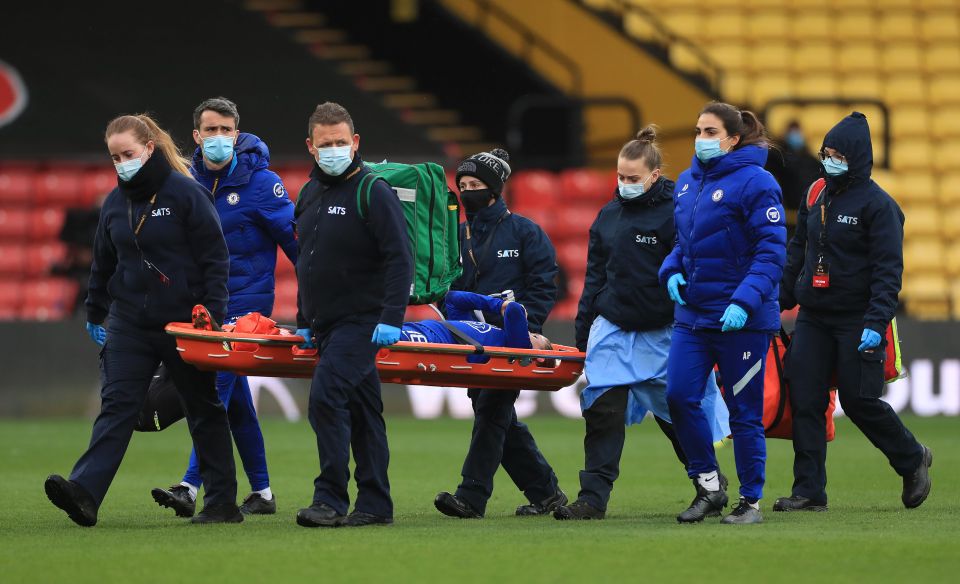 Mjelde was taken off as Chelsea were left concerned by the extent of her injury