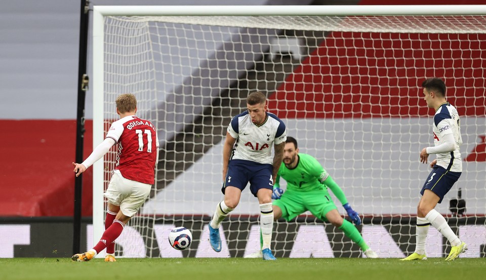 Odegaard put Arsenal back on level terms moments before the break