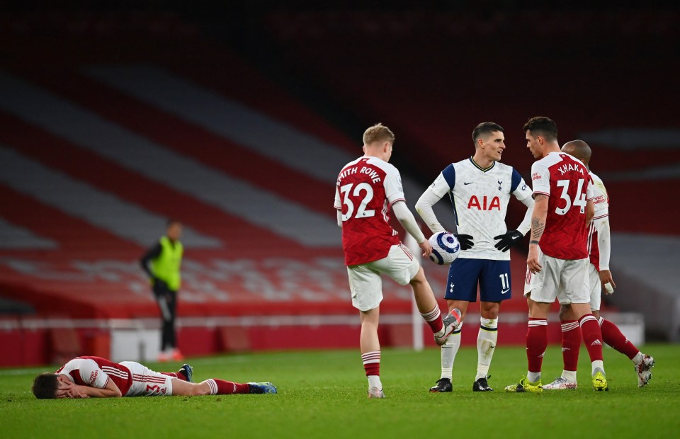 Erik Lamela netted a brilliant rabona goal before being sent off at the Emirates