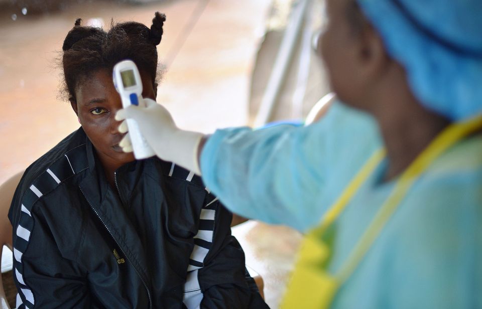 Ebola has killed thousands of people in West Africa (Pictured is a patient having her temperature checked in Kenema, Sierra Leone, at the height of the 2014 outbreak)