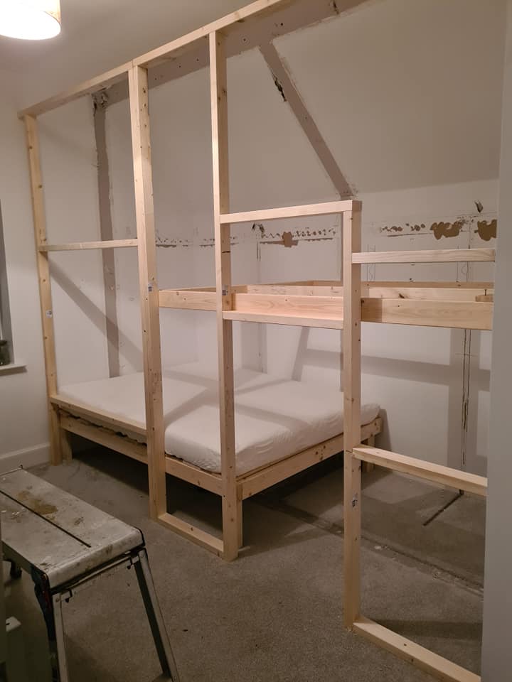 Her husband made the frame and beds as part of a lockdown project