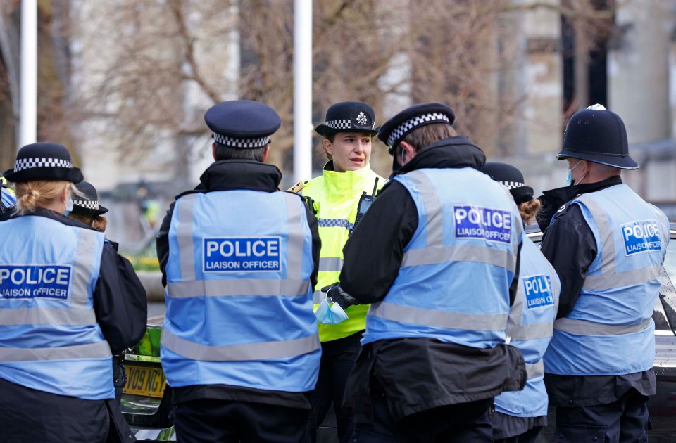 Police officers at Kill The Bill Protest in Parliament Square