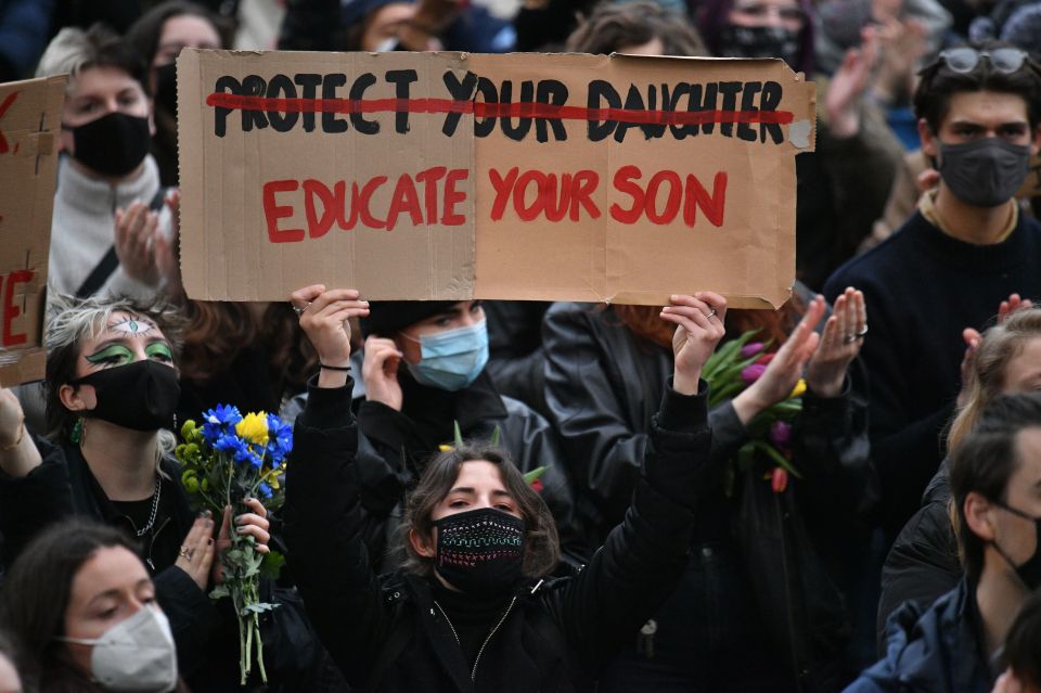 People gathered to protest over violence against women