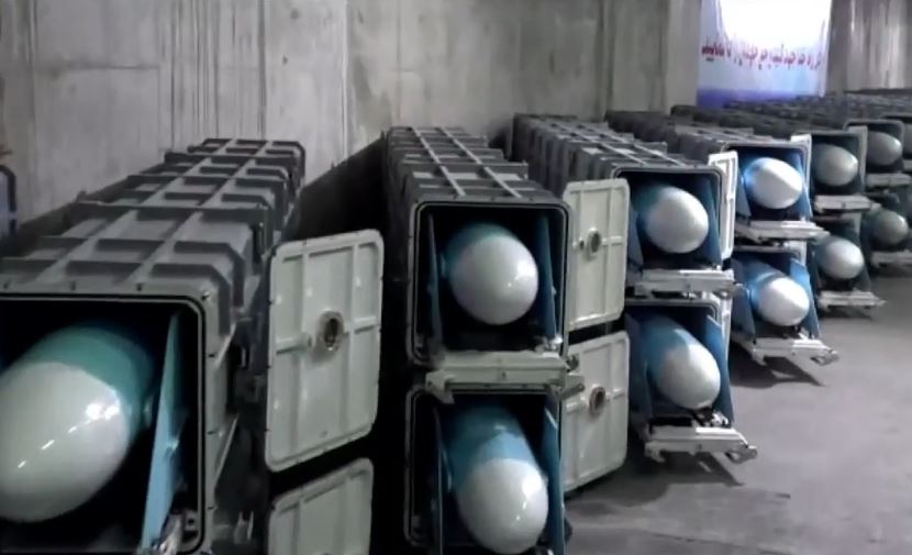 Missiles packed the underground bunker in footage shared by Iranian state media