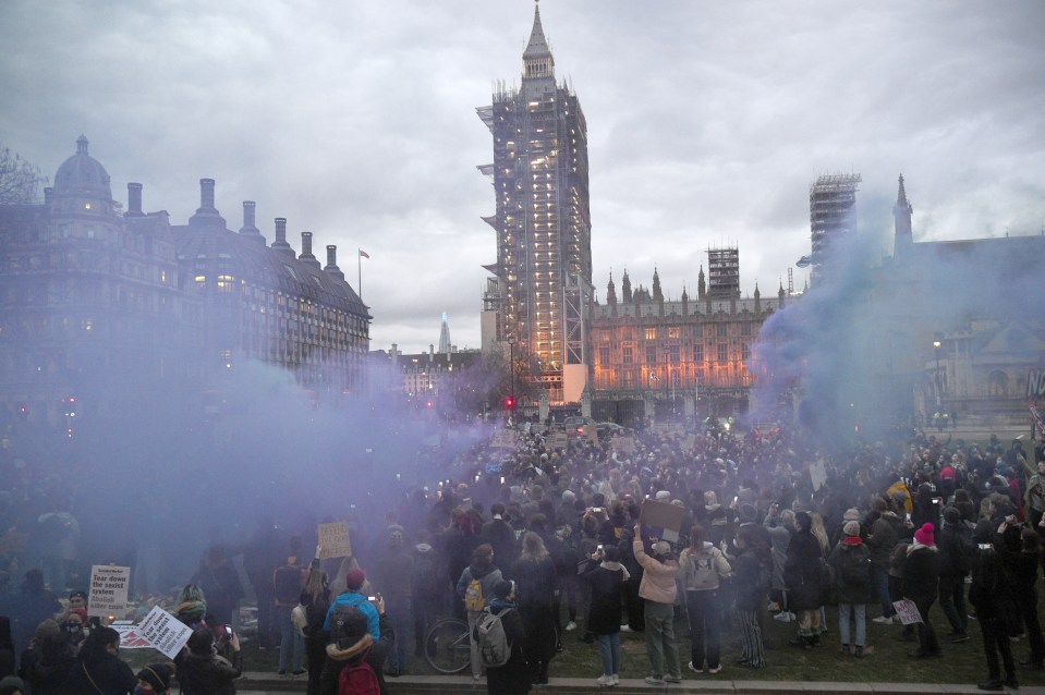 Hundreds of people gathered in front of Parliament as MPs discussed a new bill