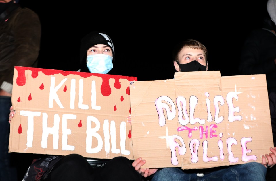 Protestors outside New Scotland Yard