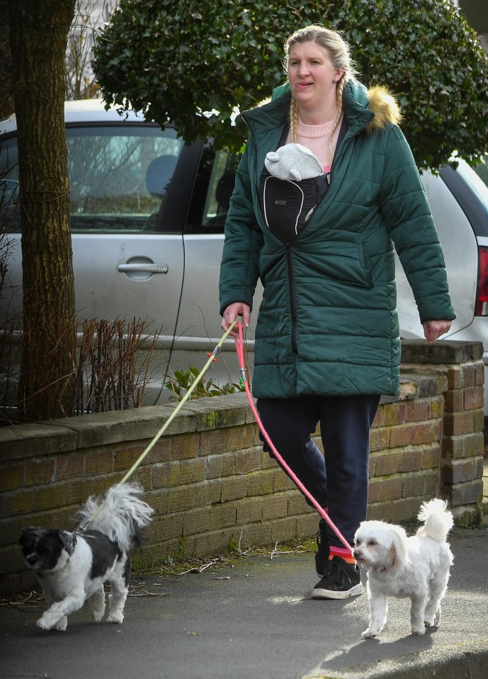 Rebecca Adlington was seen going for a walk with her son Albie today