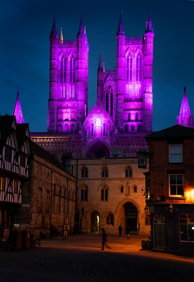 Lincoln Cathedral is illuminated purple to mark Census Day 2021, Sunday March 21