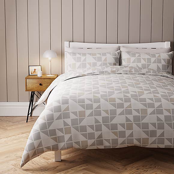 The geometric print will be easy to match with your bedroom decor