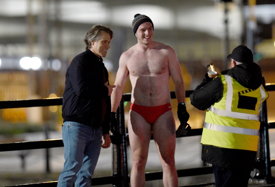 She was tickled pink when John Bishop stopped for a picture with an under-dressed runner