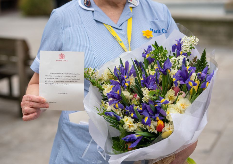 The Queen also marked the occasion by sending a bouquet of flowers to St Bartholomew's Hospital, where Prince Philip recently underwent a heart operation