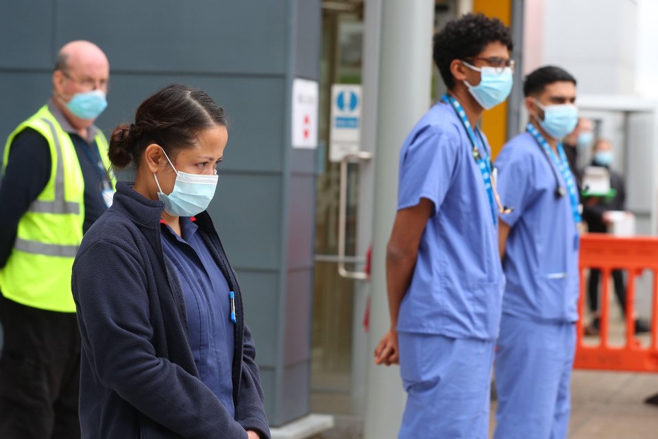 Medics at University Hospital Southampton hold a minute's silence